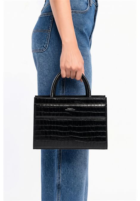 serane Mini tote bag nera stampa pitone TWENTY FOURHAITCH | BAG073NCR